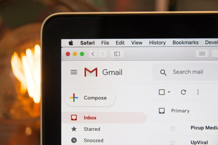 Computer screen corner showing Gmail