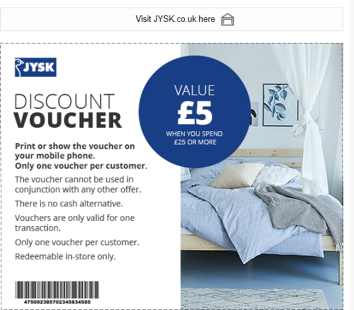 Jysk discount voucher as an example of localized email marketing