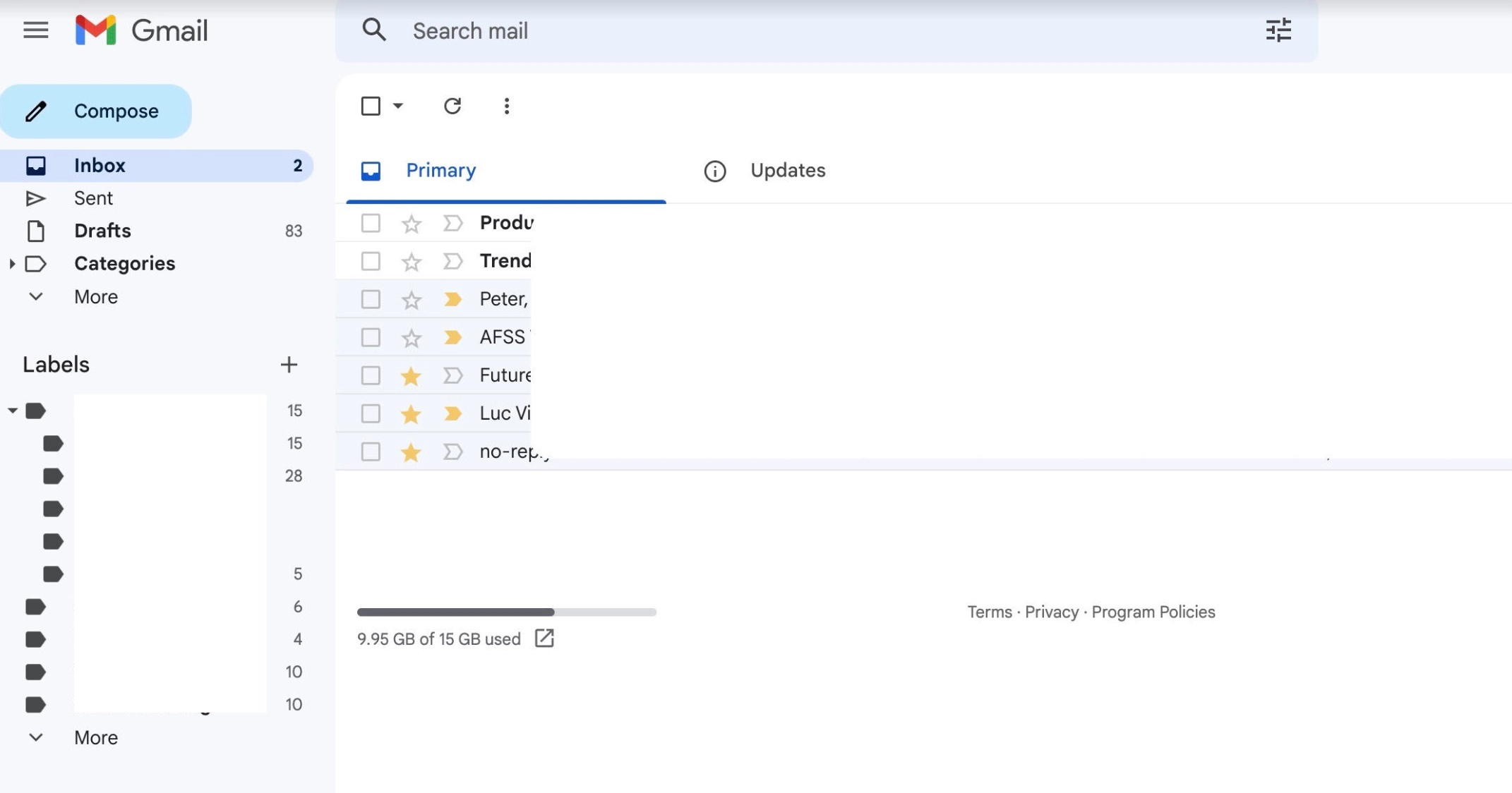 inbox zero example on Gmail
