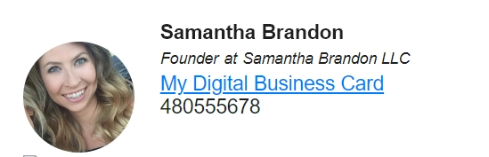 Email signature with a digital business card