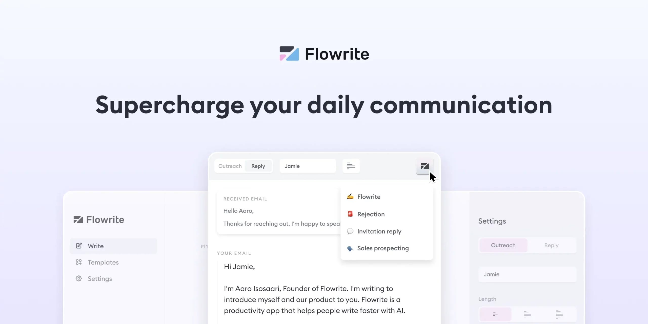Flowrite email assistant