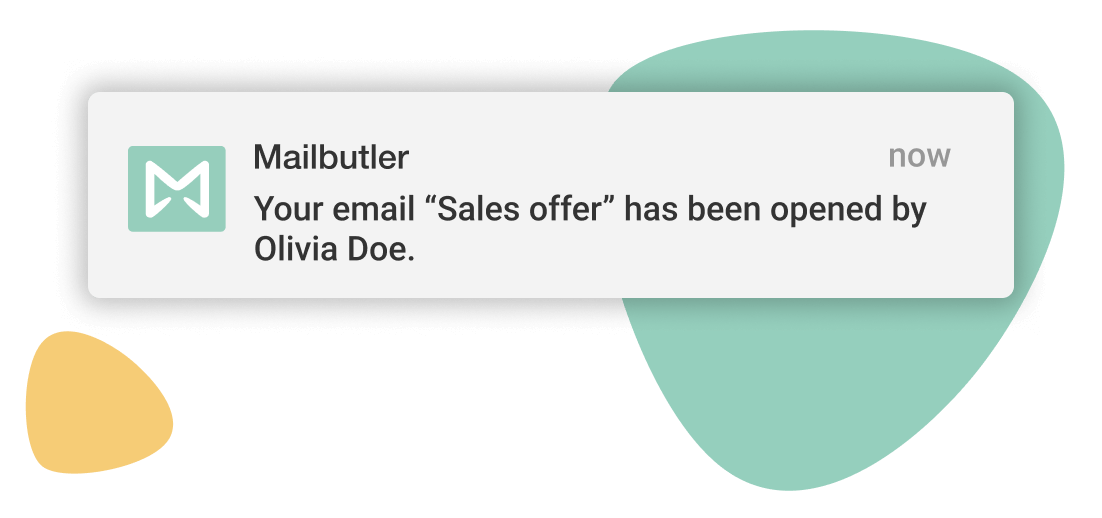 A Mailbutler Email Tracking real-time notification