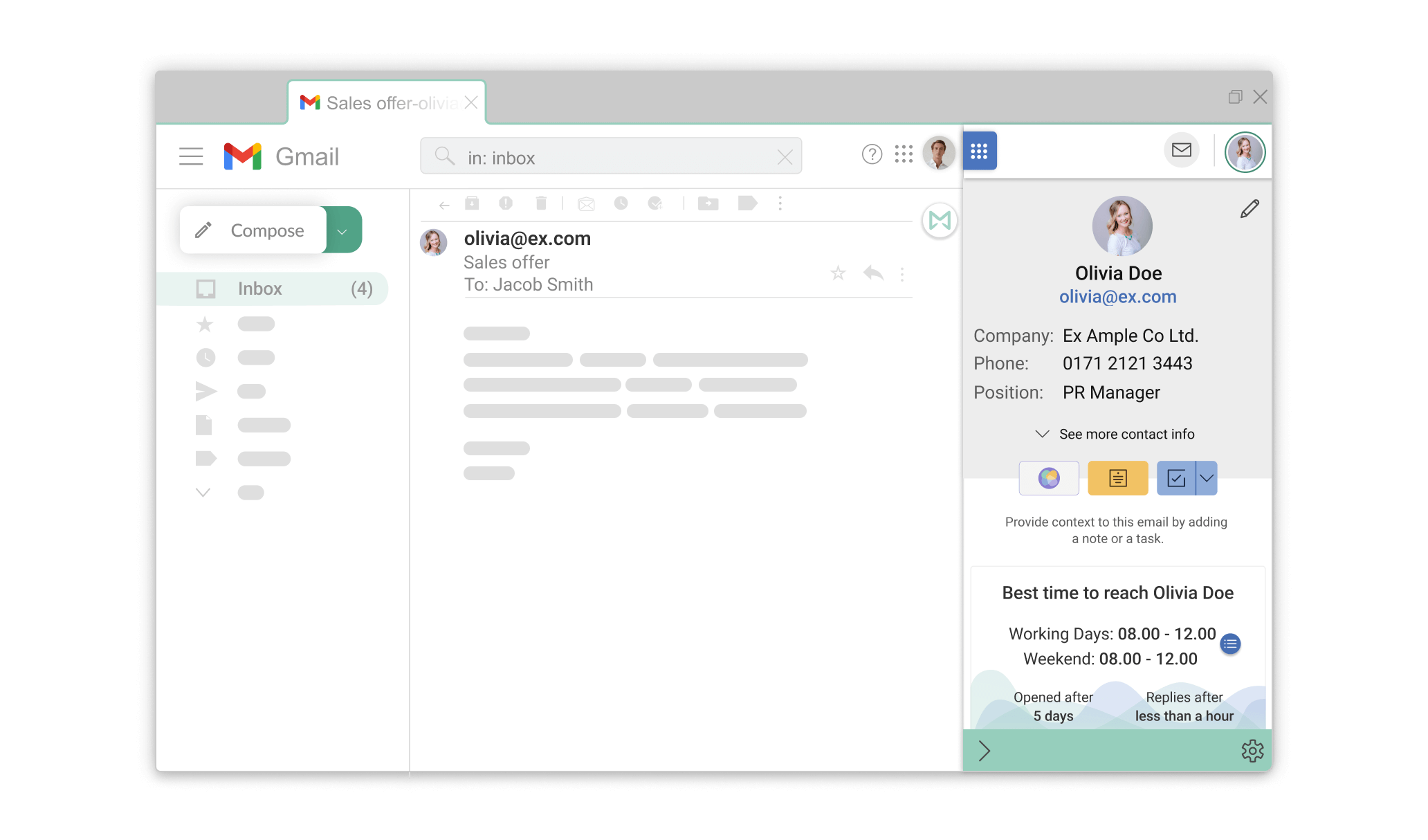 Mailbutler Contacts integrated in Gmail