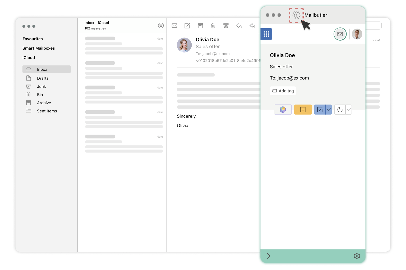 Floating Mailbutler Sidebar in Apple Mail
