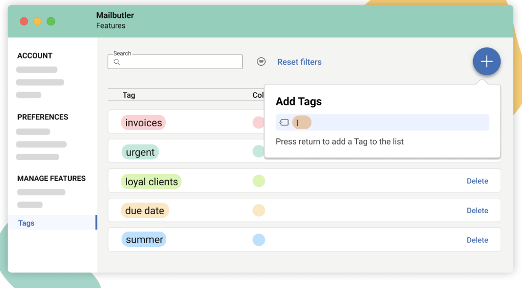 Email tag management in Mailbutler