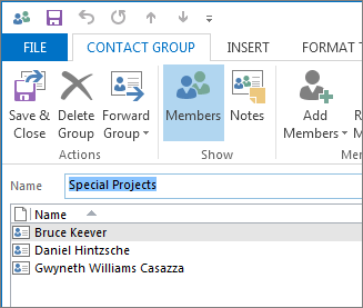 create a distribution list in Outlook for Windows